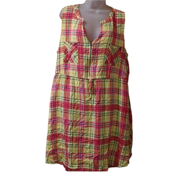 Torrid Yellow and Red Plaid Sleeveless Dress 3X - Picture 1 of 12